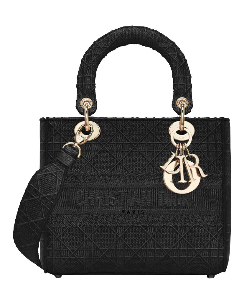 Christian Dior Medium Lady D Lite Canvas Bag Black